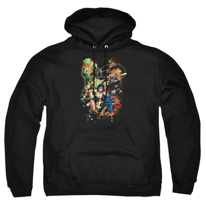 Justice League Of America Battle Ready Mens Hoodie Black Officially Licensed