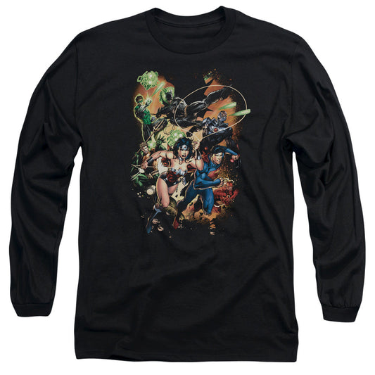 Justice League Battle Ready Mens Long Sleeve Shirt Black Officially Licensed
