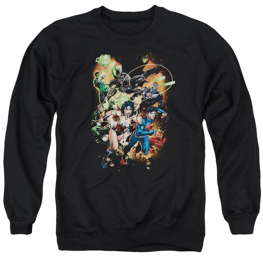 Justice League Battle Ready Mens Crewneck Sweatshirt Black Officially Licensed