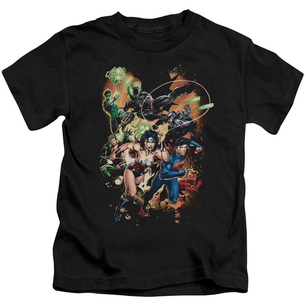 Justice League Battle Ready Juvenile Kids Youth T Shirt Black Officially Licensed