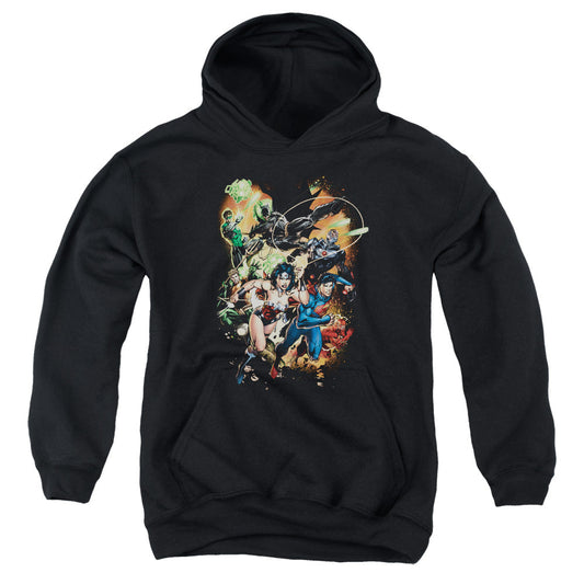 Justice League Battle Ready Kids Youth Hoodie Black Officially Licensed