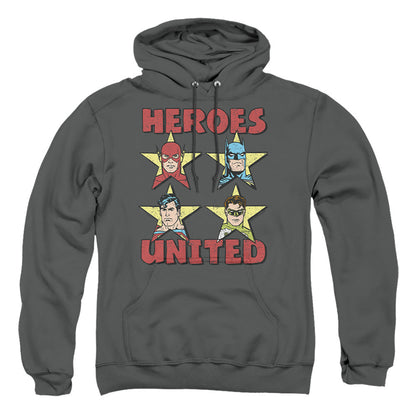 Justice League Of America United Stars Mens Hoodie Charcoal Officially Licensed