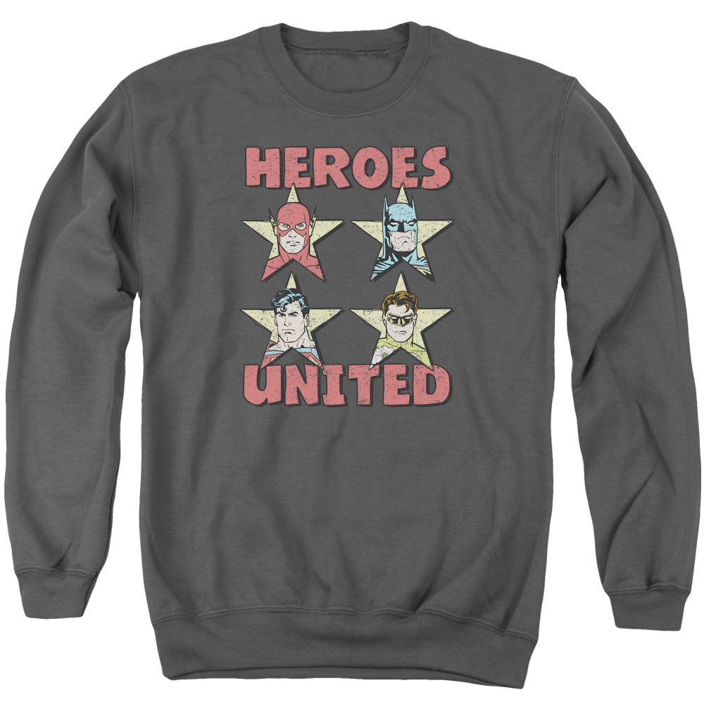 Justice League Of America United Stars Mens Crewneck Sweatshirt Charcoal Officially Licensed