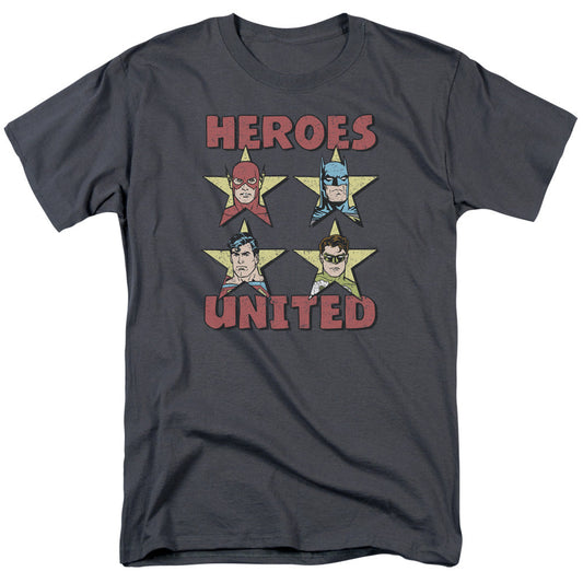 Justice League Of America United Stars Mens T Shirt Charcoal Officially Licensed