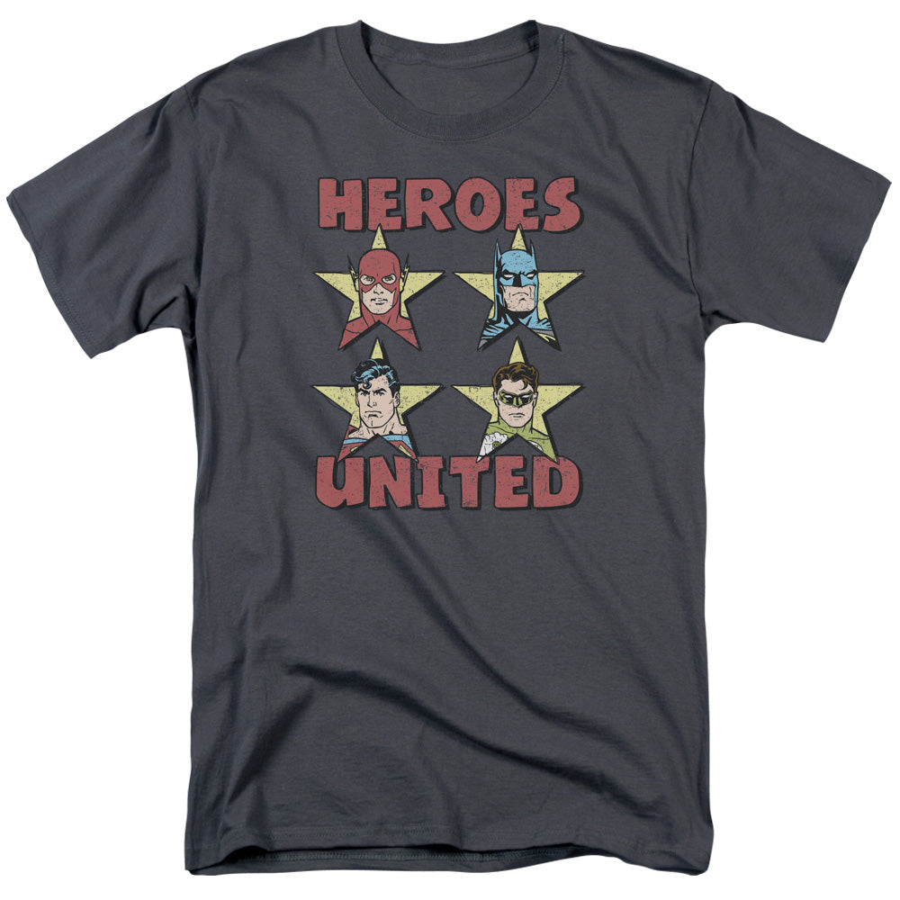 Justice League Of America United Stars Mens T Shirt Charcoal Officially Licensed