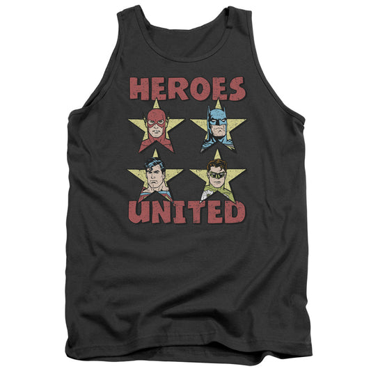 Justice League United Stars Mens Tank Top Shirt Charcoal Officially Licensed