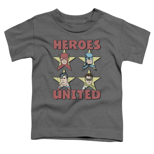 Justice League United Stars Toddler Kids Youth T Shirt Charcoal Officially Licensed