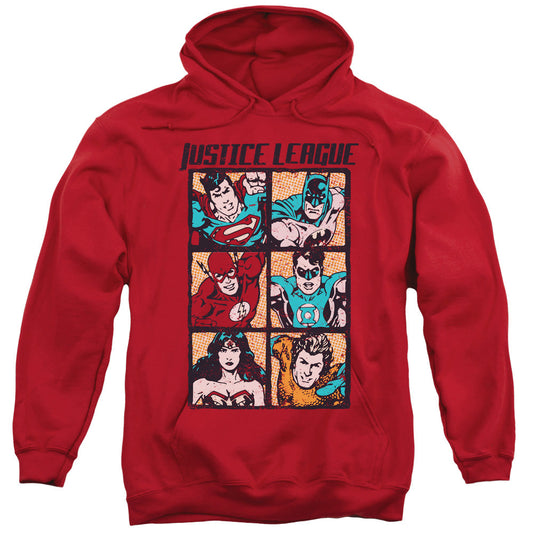 Justice League Rough Panels Mens Hoodie Red Officially Licensed