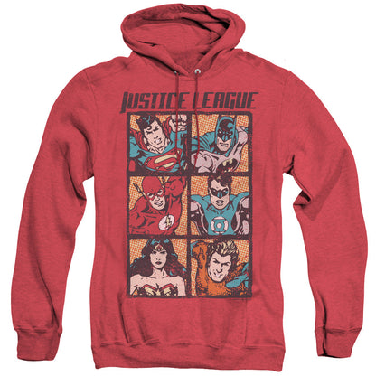 Justice League Of America Rough Panels Mens Heather Hoodie Red Officially Licensed