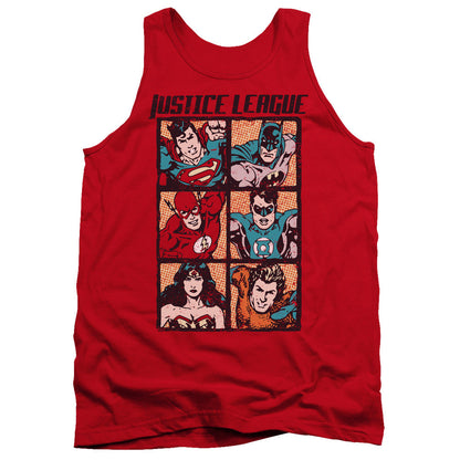 Justice League Rough Panels Mens Tank Top Shirt Red Officially Licensed