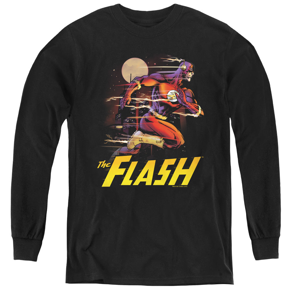 Justice League City Run Long Sleeve Kids Youth T Shirt Black Officially Licensed