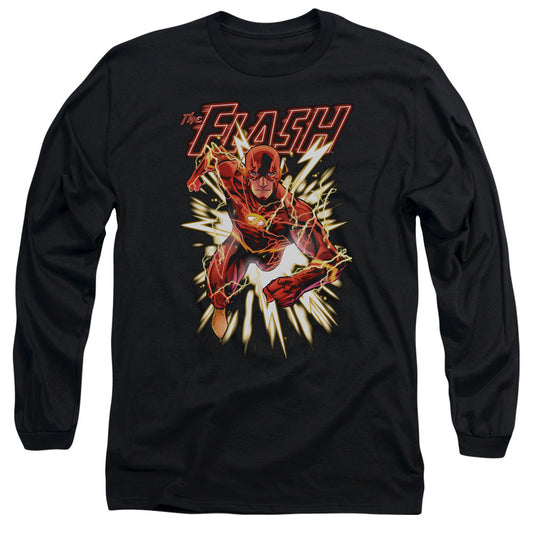 Justice League Flash Glow Mens Long Sleeve Shirt Black Officially Licensed
