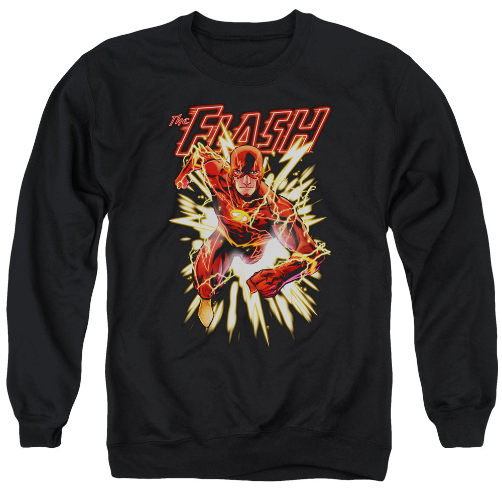 Justice League Flash Glow Mens Crewneck Sweatshirt Black Officially Licensed