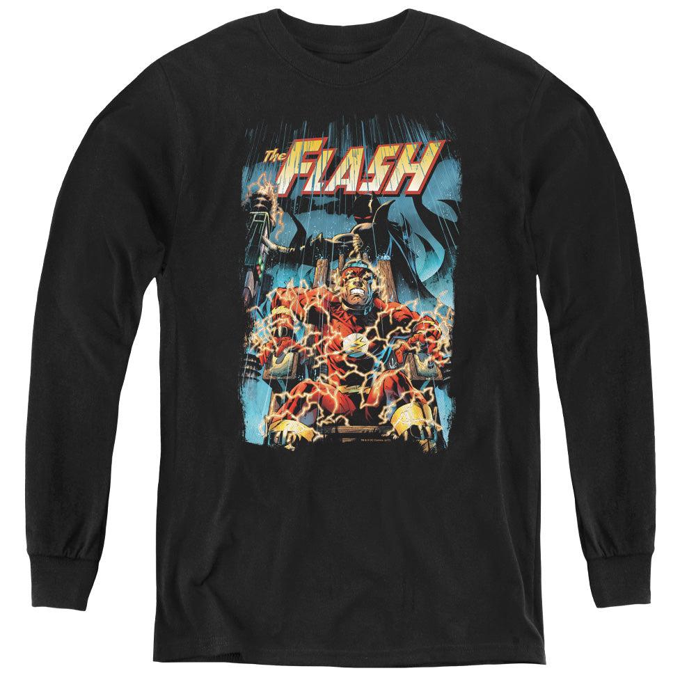 Justice League Electric Chair Long Sleeve Kids Youth T Shirt Black Officially Licensed