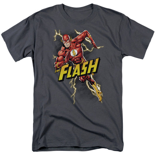 Justice League Of America Bolt Run Mens T Shirt Charcoal Officially Licensed