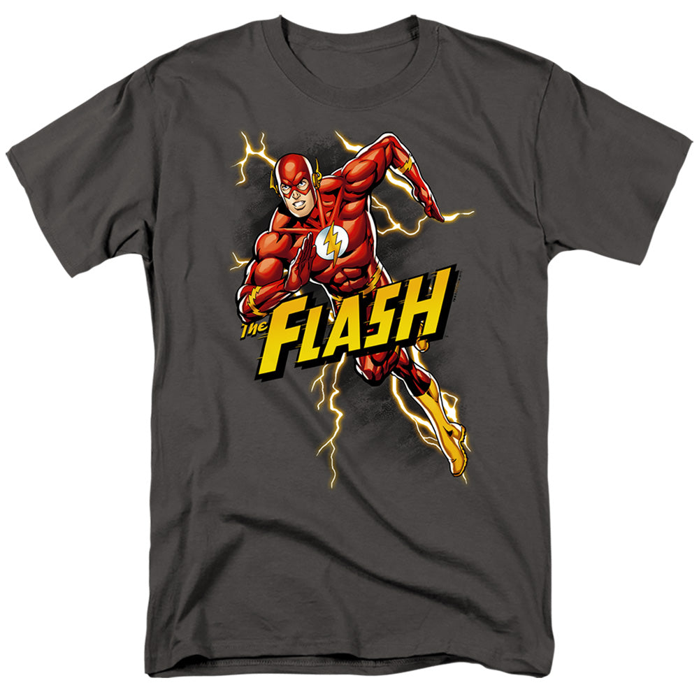 Justice League Of America Bolt Run Mens T Shirt Charcoal Officially Licensed