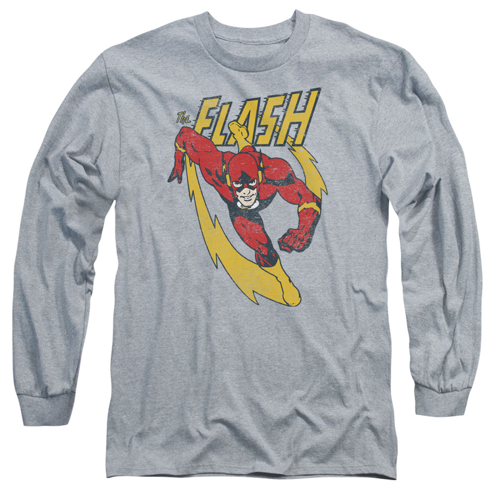 Justice League Lightning Trail Mens Long Sleeve Shirt Athletic Heather Officially Licensed