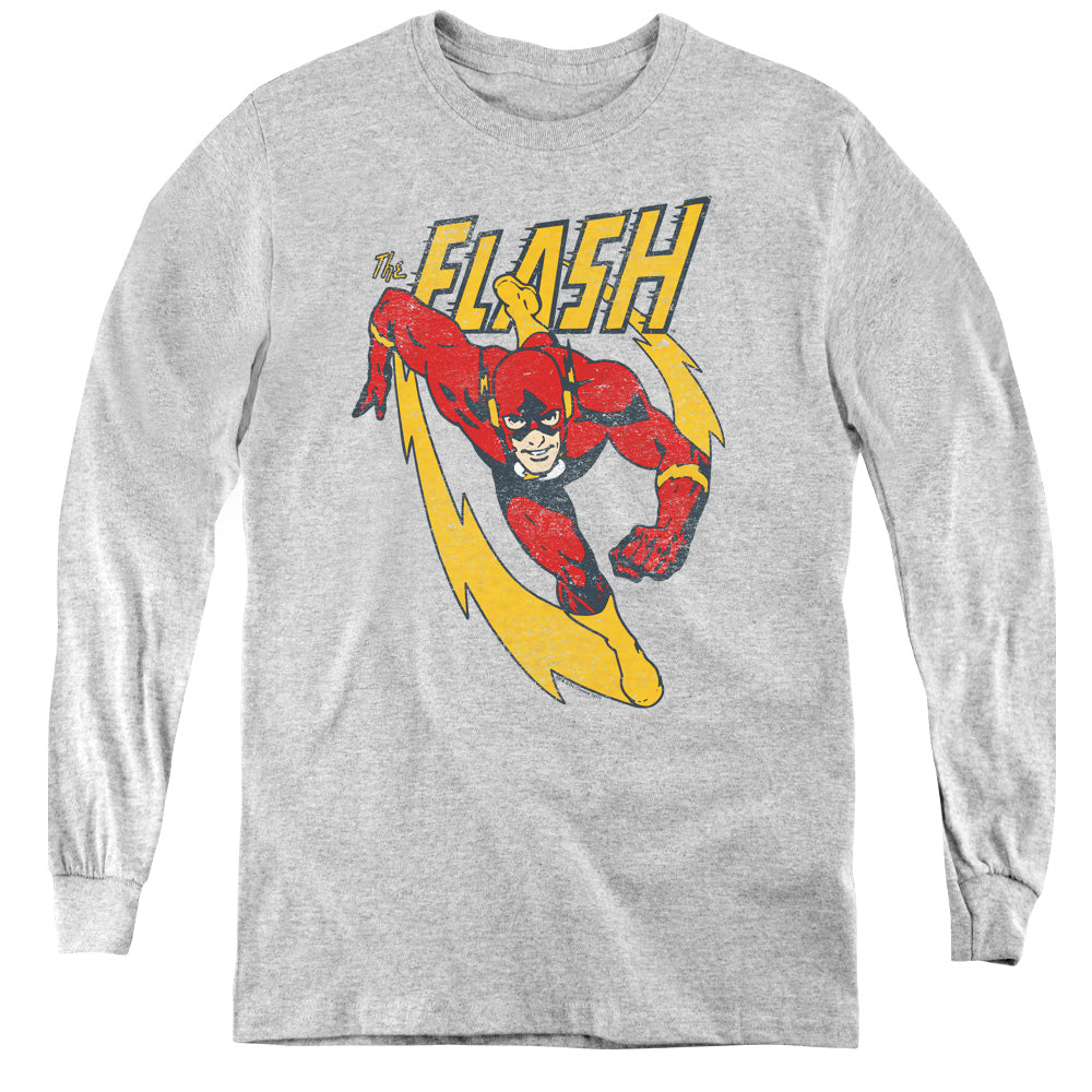 Justice League Lightning Trail Long Sleeve Kids Youth T Shirt Athletic Heather Officially Licensed