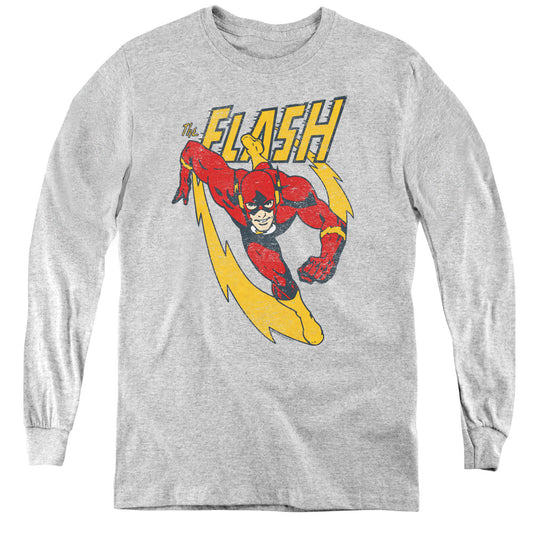 Justice League Lightning Trail Long Sleeve Kids Youth T Shirt Athletic Heather Officially Licensed