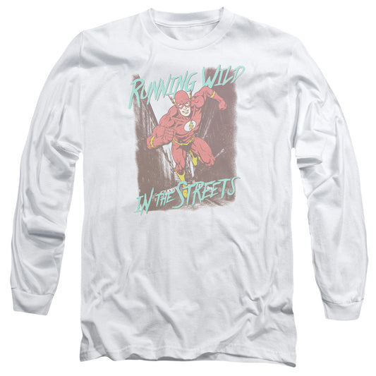 Justice League Running Wild Mens Long Sleeve Shirt White Officially Licensed