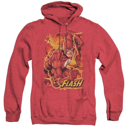 Justice League Of America Flash Lightning Mens Heather Hoodie Red Officially Licensed