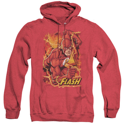 Justice League Of America Flash Lightning Mens Heather Hoodie Red Officially Licensed
