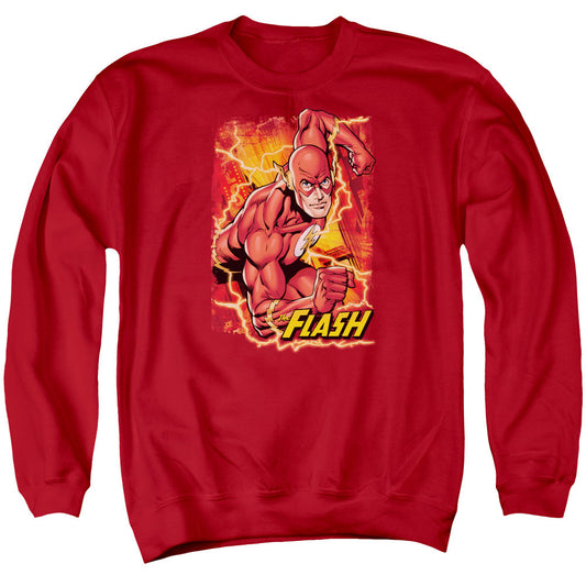 Justice League Flash Lightning Mens Crewneck Sweatshirt Red Officially Licensed