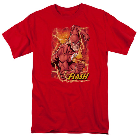 Justice League Of America Flash Lightning Mens T Shirt Red Officially Licensed