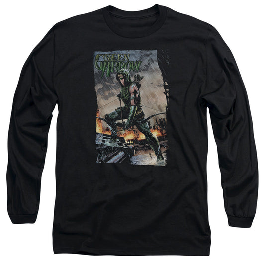 Justice League Fire and Rain Mens Long Sleeve Shirt Black Officially Licensed