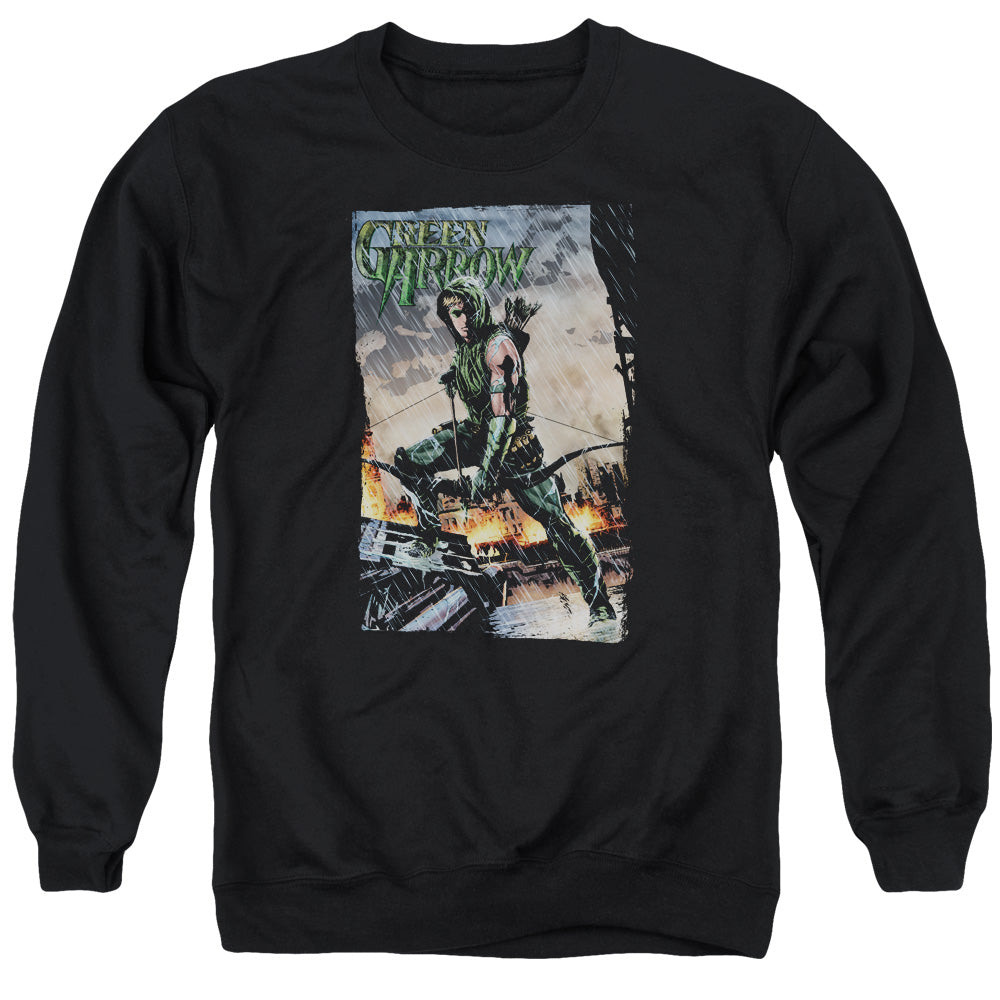 Justice League Of America Fire And Rain Mens Crewneck Sweatshirt Black Officially Licensed