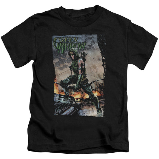 Justice League Fire and Rain Juvenile Kids Youth T Shirt Black Officially Licensed