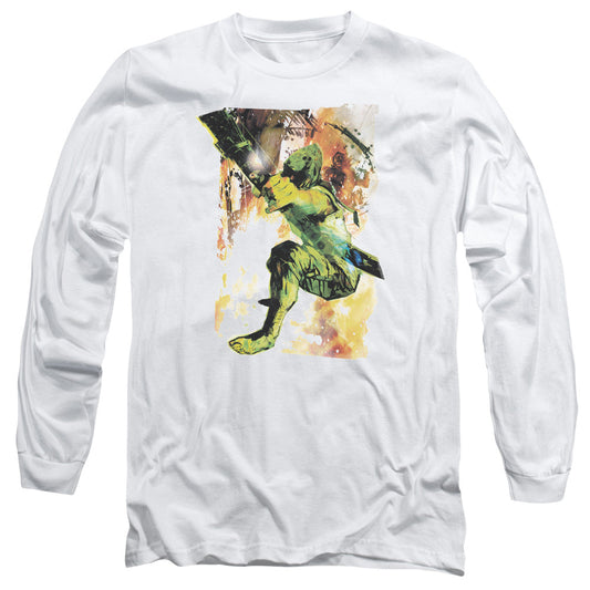Justice League Painted Archer Mens Long Sleeve Shirt White Officially Licensed