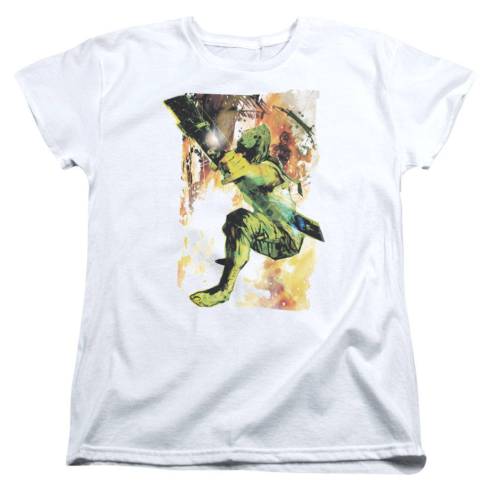 Justice League Painted Archer Womens T Shirt White Officially Licensed