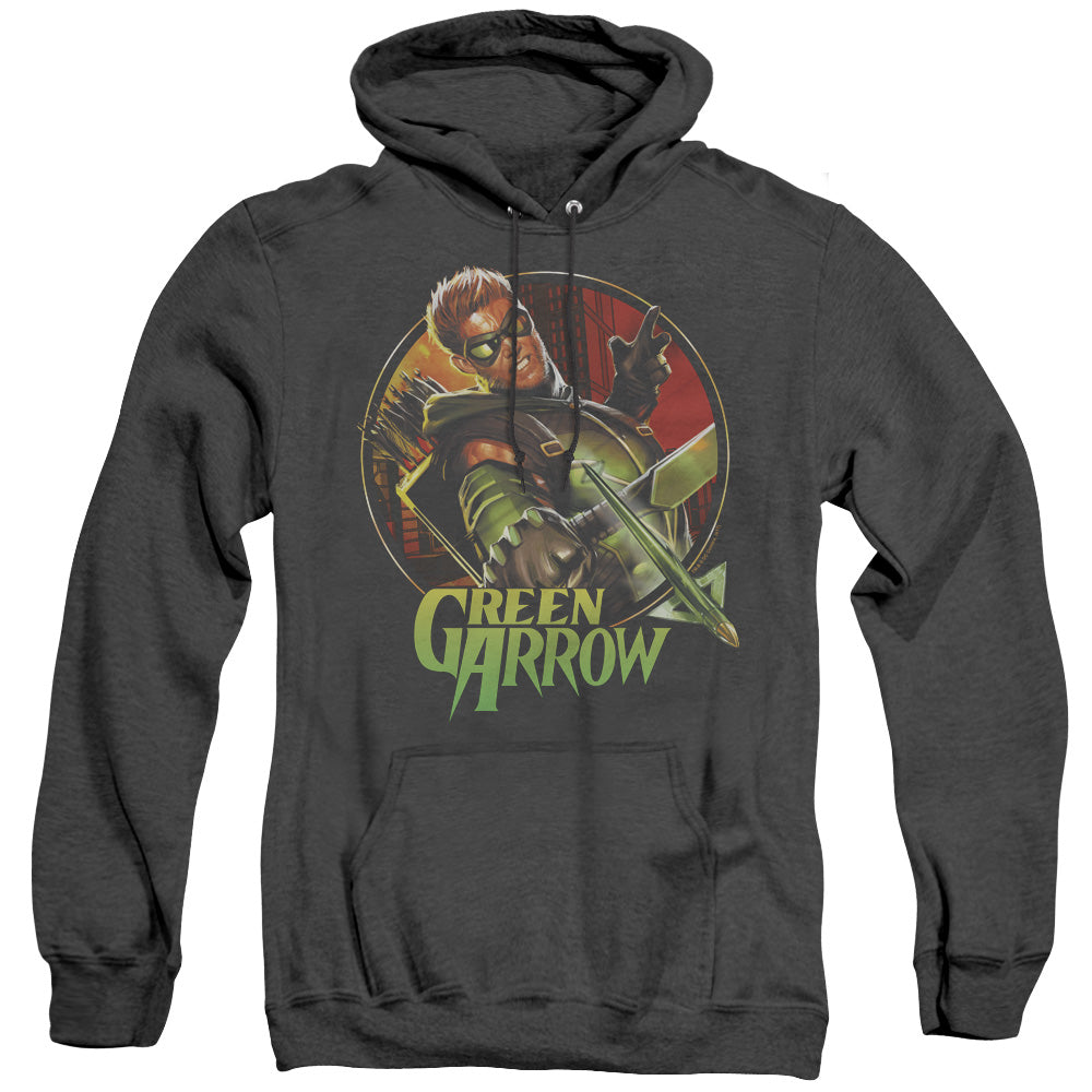 Justice League Sunset Archer Heather Mens Hoodie Black Officially Licensed