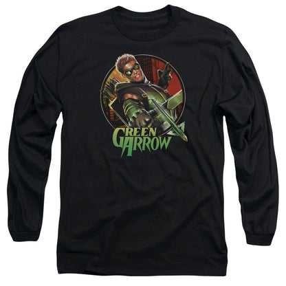 Jla Sunset Archer Mens Long Sleeve Shirt Black Officially Licensed