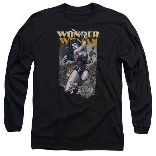 Justice League Wonder Slice Mens Long Sleeve Shirt Black Officially Licensed