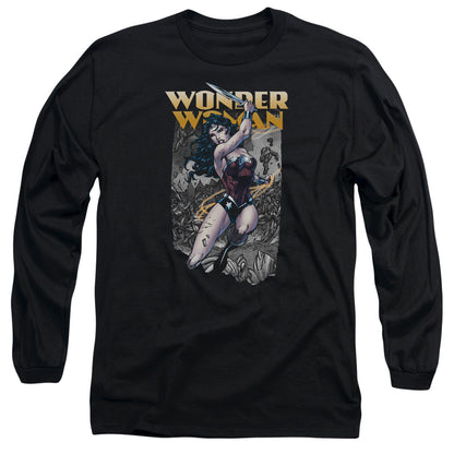 Jla Wonder Slice Mens Long Sleeve Shirt Black Officially Licensed