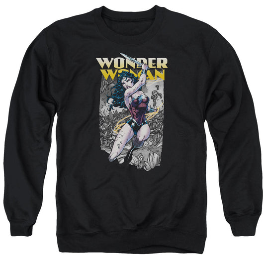 Justice League Wonder Slice Mens Crewneck Sweatshirt Black Officially Licensed