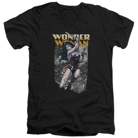Justice League Wonder Slice Mens Slim Fit V-Neck T Shirt Black Officially Licensed
