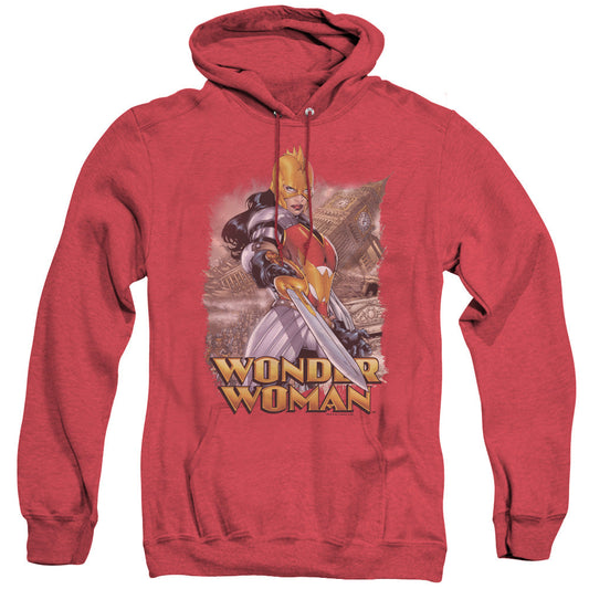 Justice League Wonder Woman Heather Mens Hoodie Red Officially Licensed