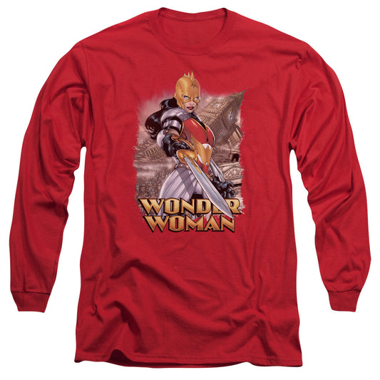 Justice League Wonder Woman Mens Long Sleeve Shirt Red Officially Licensed