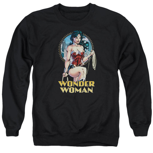 Justice League City Warrior Mens Crewneck Sweatshirt Black Officially Licensed