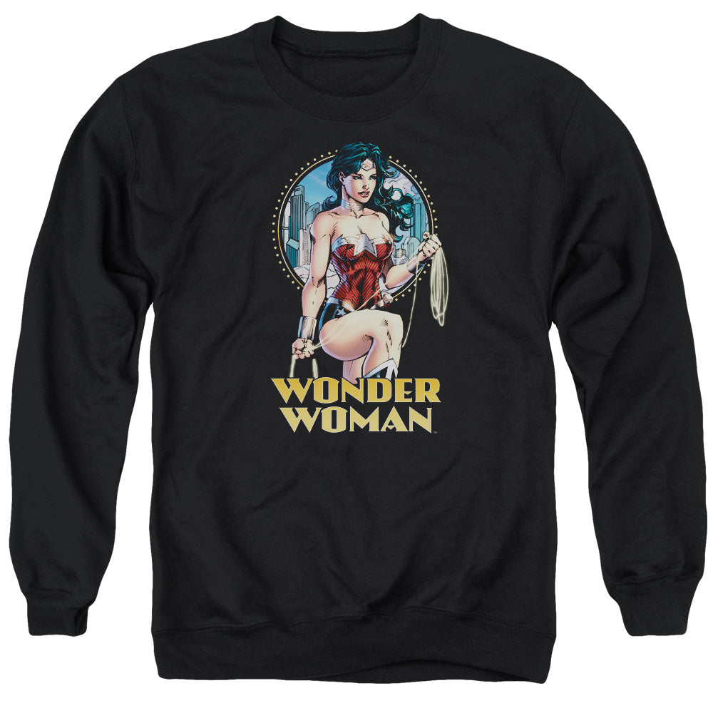 Justice League Of America City Warrior Mens Crewneck Sweatshirt Black Officially Licensed