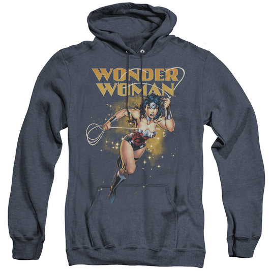 Justice League Of America Star Lasso Heather Mens Hoodie Navy Officially Licensed