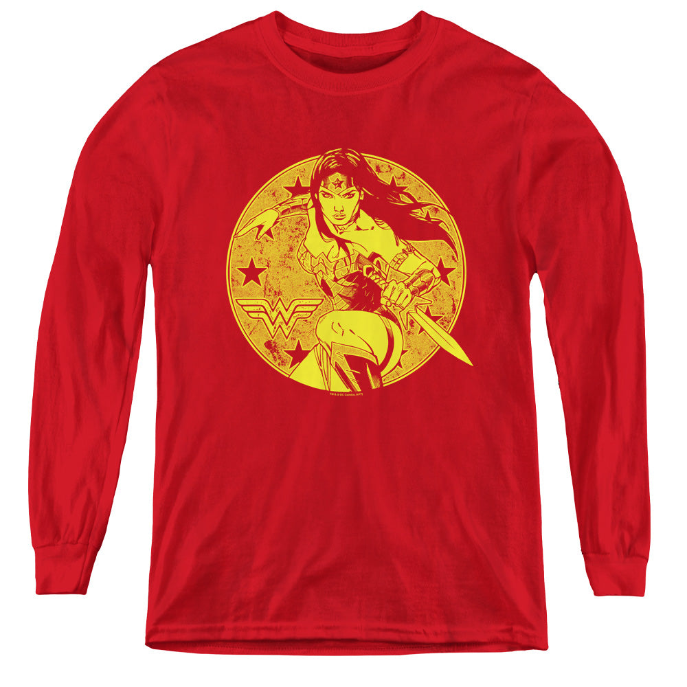 Justice League Young Wonder Long Sleeve Kids Youth T Shirt Red Officially Licensed