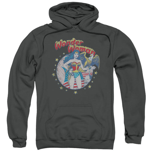 Justice League at Your Service Mens Hoodie Charcoal Officially Licensed