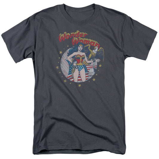Justice League at Your Service Mens T Shirt Charcoal Officially Licensed