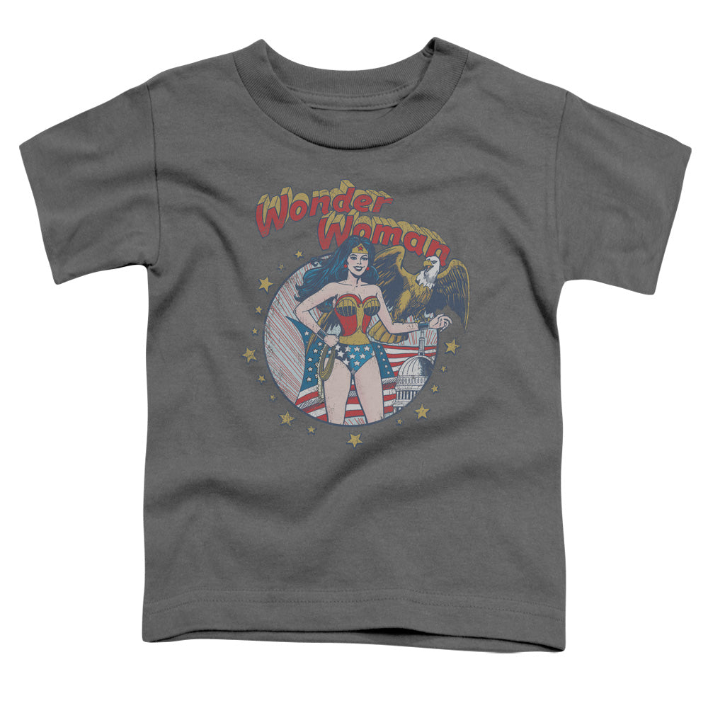 Justice League at Your Service Toddler Kids Youth T Shirt Charcoal Officially Licensed