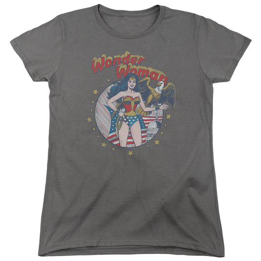 Justice League at Your Service Womens T Shirt Charcoal Officially Licensed