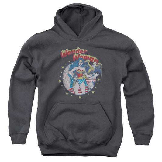 Justice League at Your Service Kids Youth Hoodie Charcoal Officially Licensed